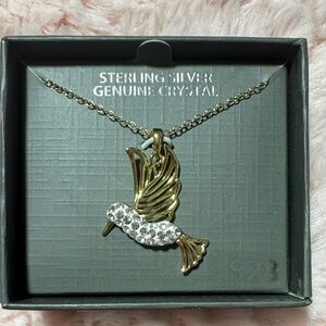 Sterling Silver Genuine Crystal Bird Necklace